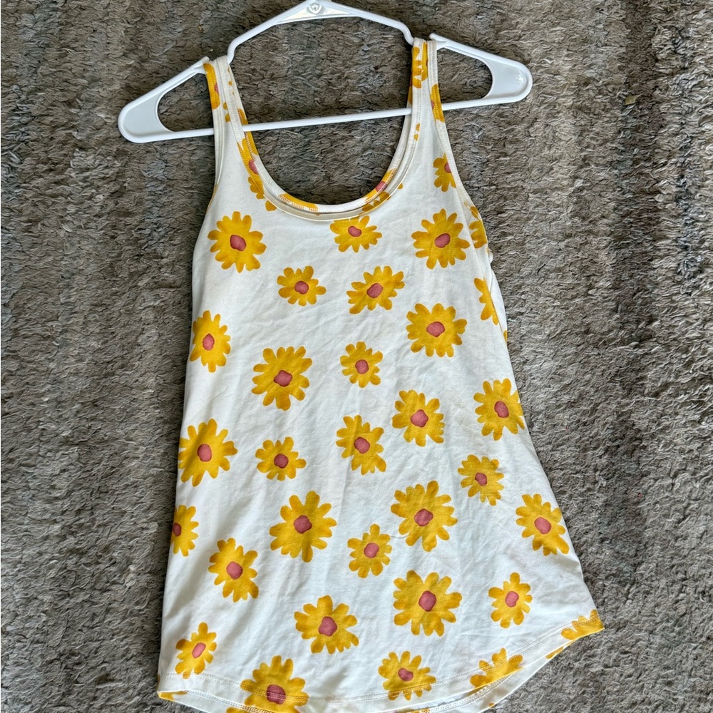 Floral Yellow and White Women's Tank Top